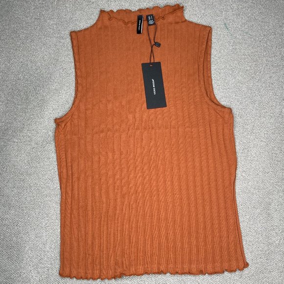 Vero Moda ribbed high neck top with lettuce hem S - Picture 1 of 4